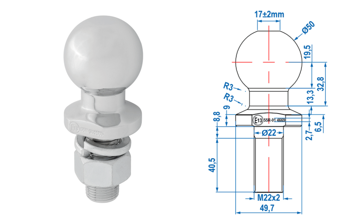 Anh�ngerkupplungskugel gerade